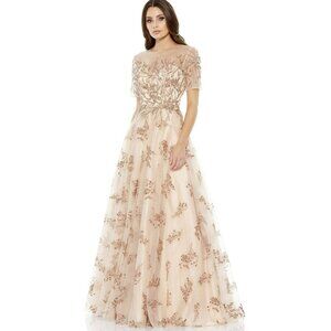 Mac Duggal Beaded Embellished Illusion Gown Formal Maxi Dress Sz 16 NWT 79317